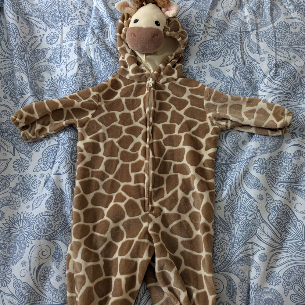 Miniwear Brown Giraffe Print Footie Halloween Costume Unisex 3-6M